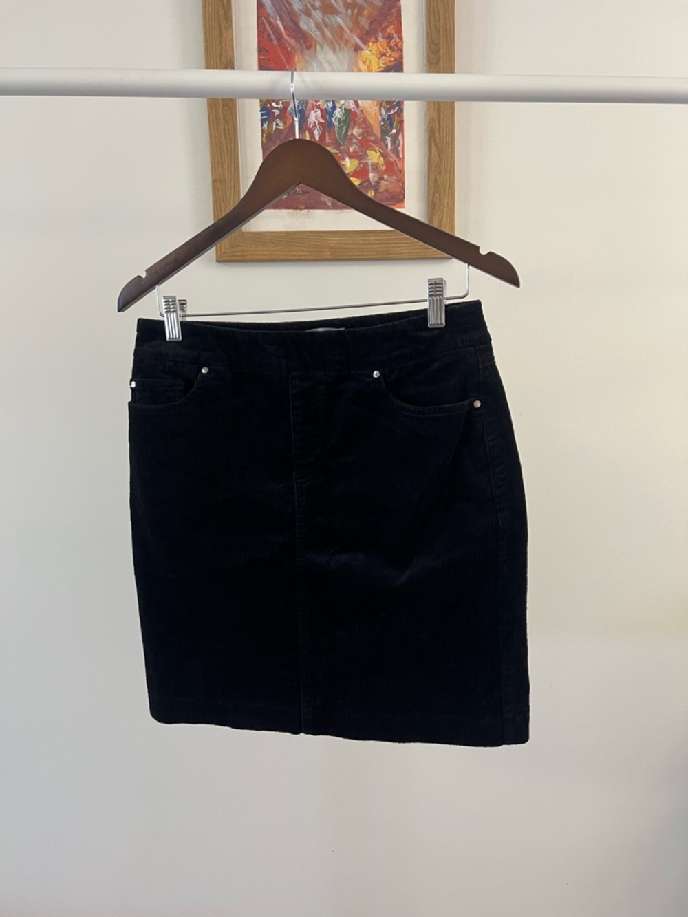 Black Corduroy Pencil Skirt - Women's